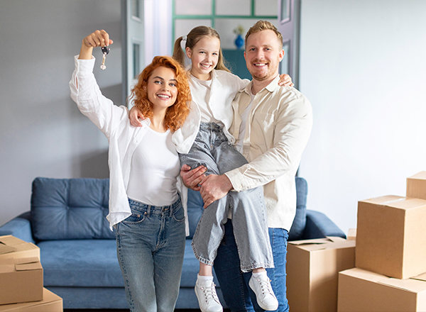 A family at home together, lighter and more connected after the work of therapy